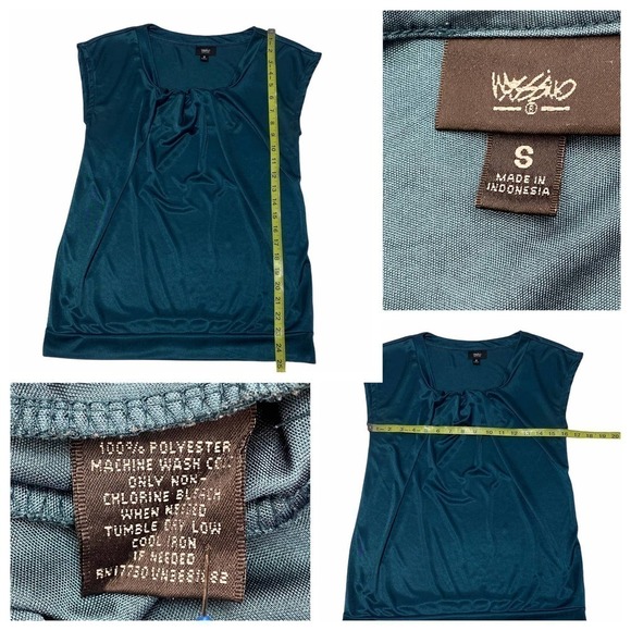 MOSSIMO Teal Blue Pleated Short Sleeve Blouse - Picture 10 of 11